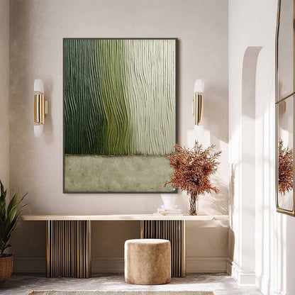 Verdant Groove – Wabi-Sabi Field Oil Painting, view 4