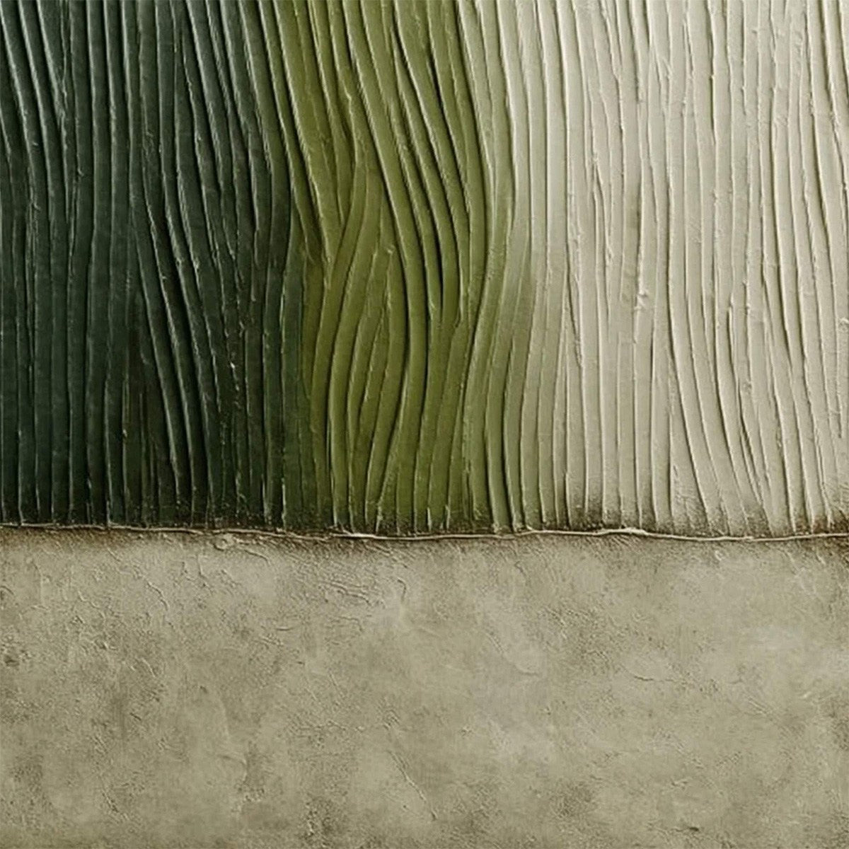 Verdant Groove – Wabi-Sabi Field Oil Painting, view 5
