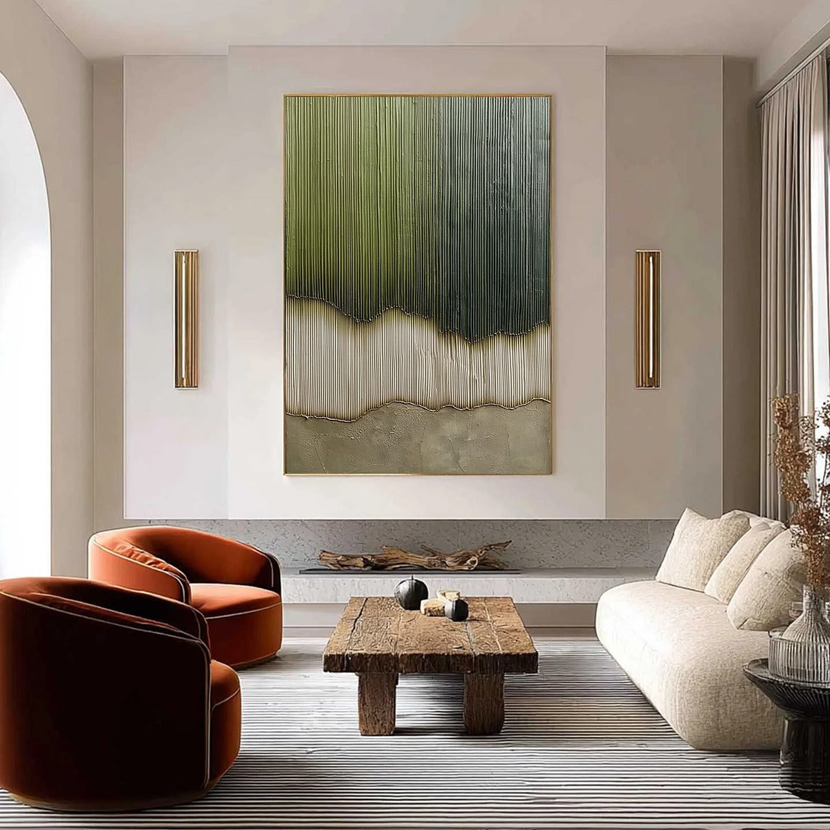 Verdant Strata – Wabi-Sabi Forest Oil Painting, view 2