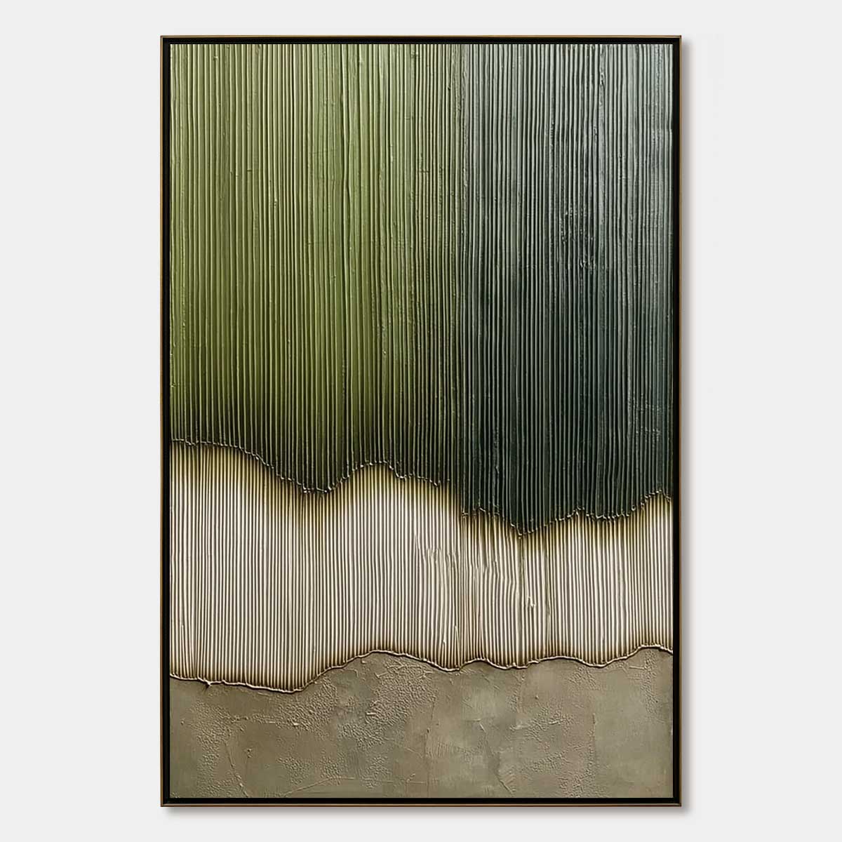 Verdant Strata – Wabi-Sabi Forest Oil Painting, view 1