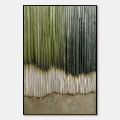 Verdant Strata – Wabi-Sabi Forest Oil Painting, view 1