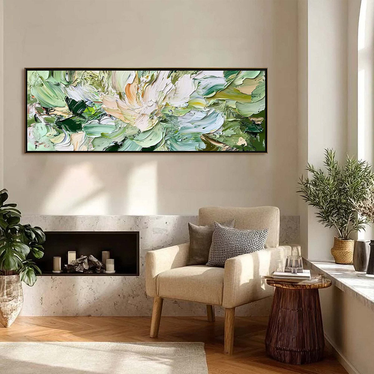 Verdant Bloom – Floral Impasto Painting, view 5