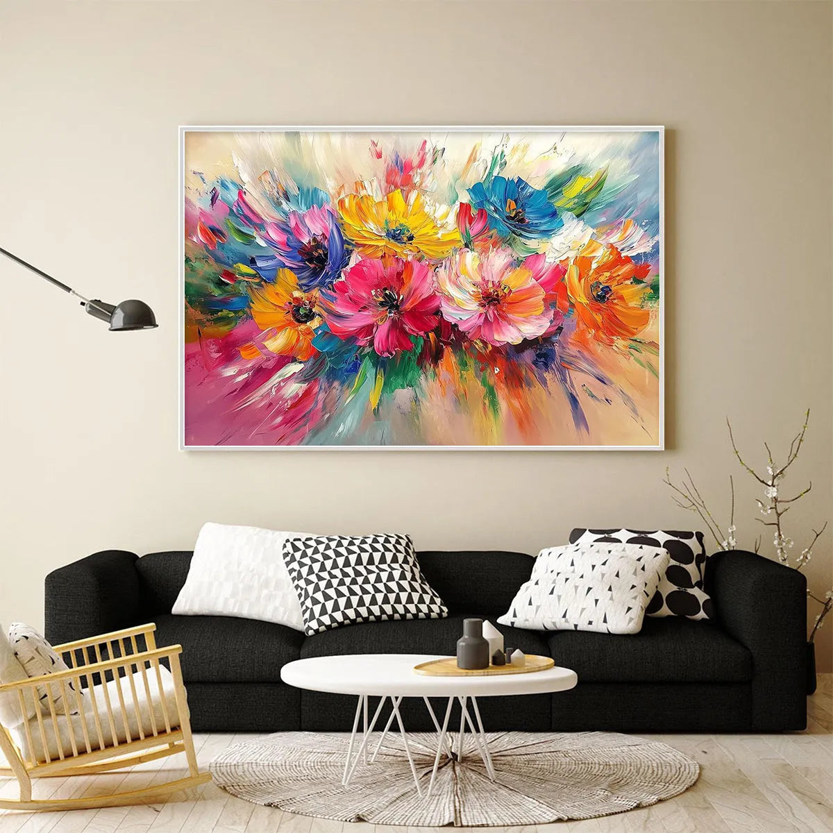 Vibrant Bloom – Bouquet Impasto Oil Painting, view 3