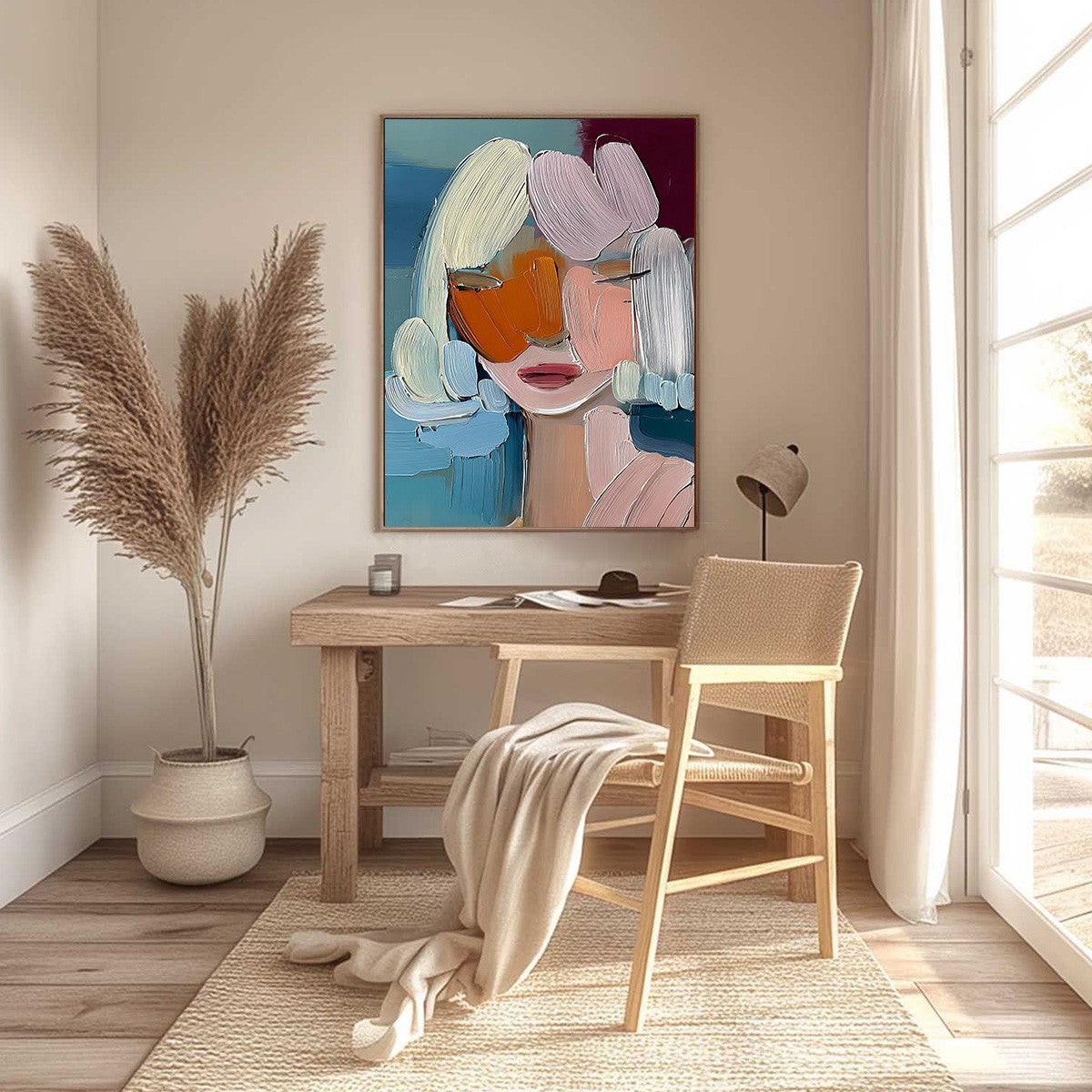 Orange Abstract Figurative Impasto Oil Painting – Vivid Muse
