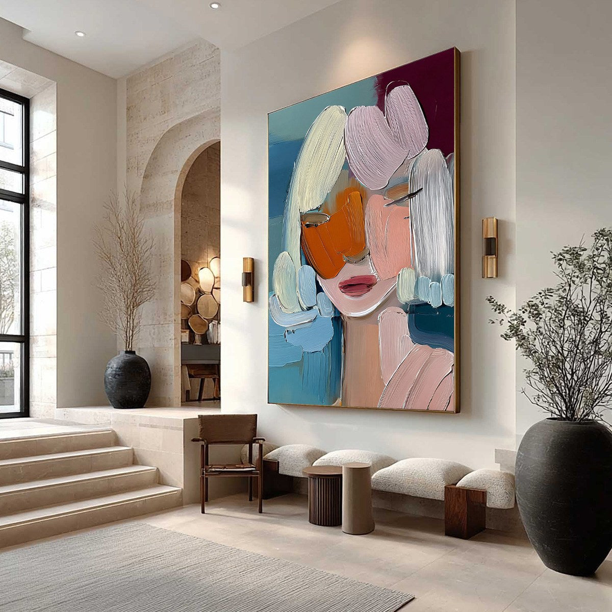 Orange Abstract Figurative Impasto Oil Painting – Vivid Muse