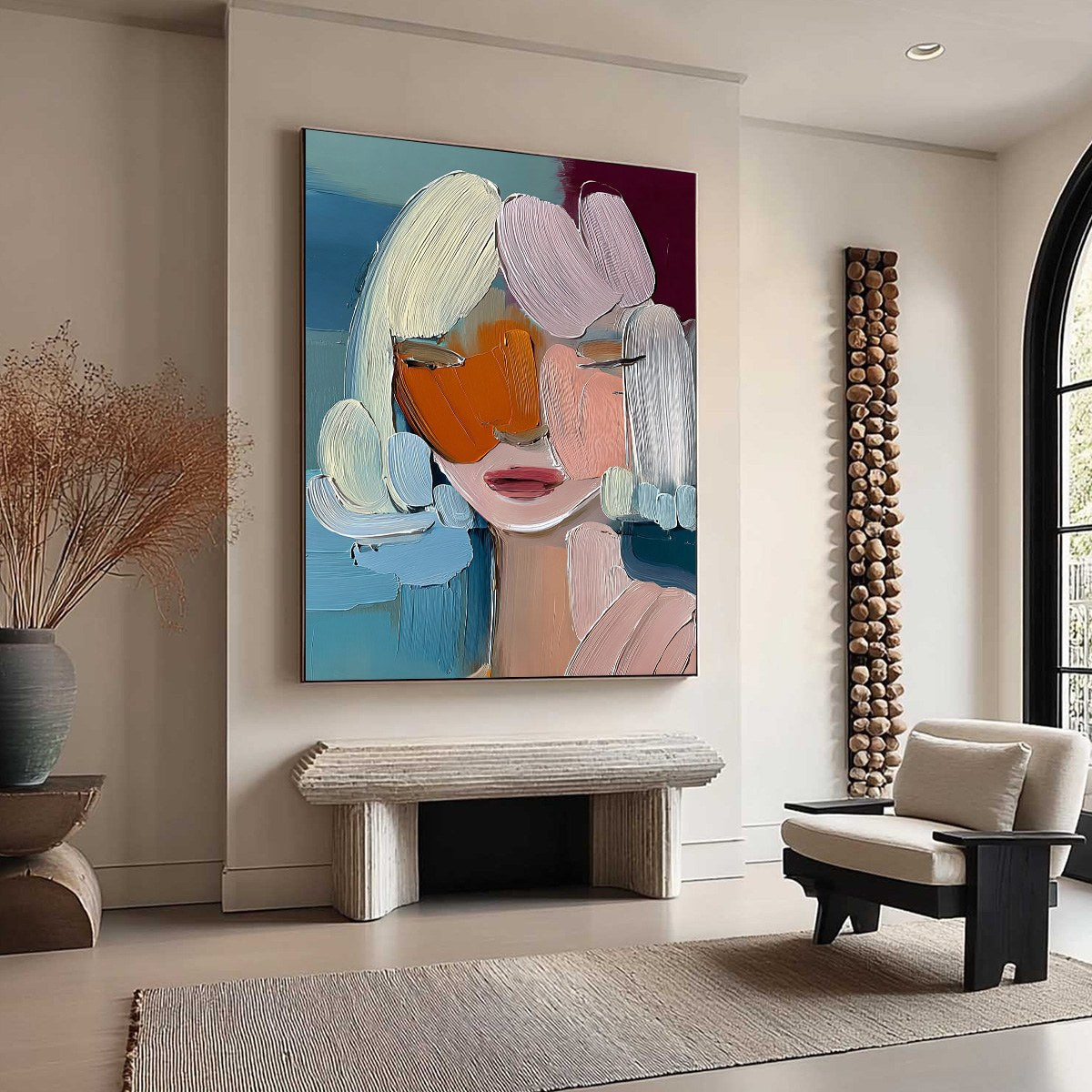 Orange Abstract Figurative Impasto Oil Painting – Vivid Muse