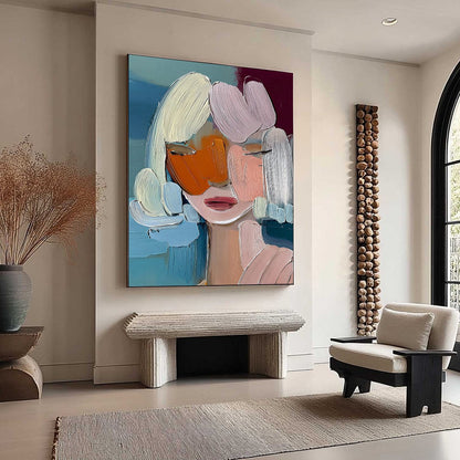 Orange Abstract Figurative Impasto Oil Painting – Vivid Muse