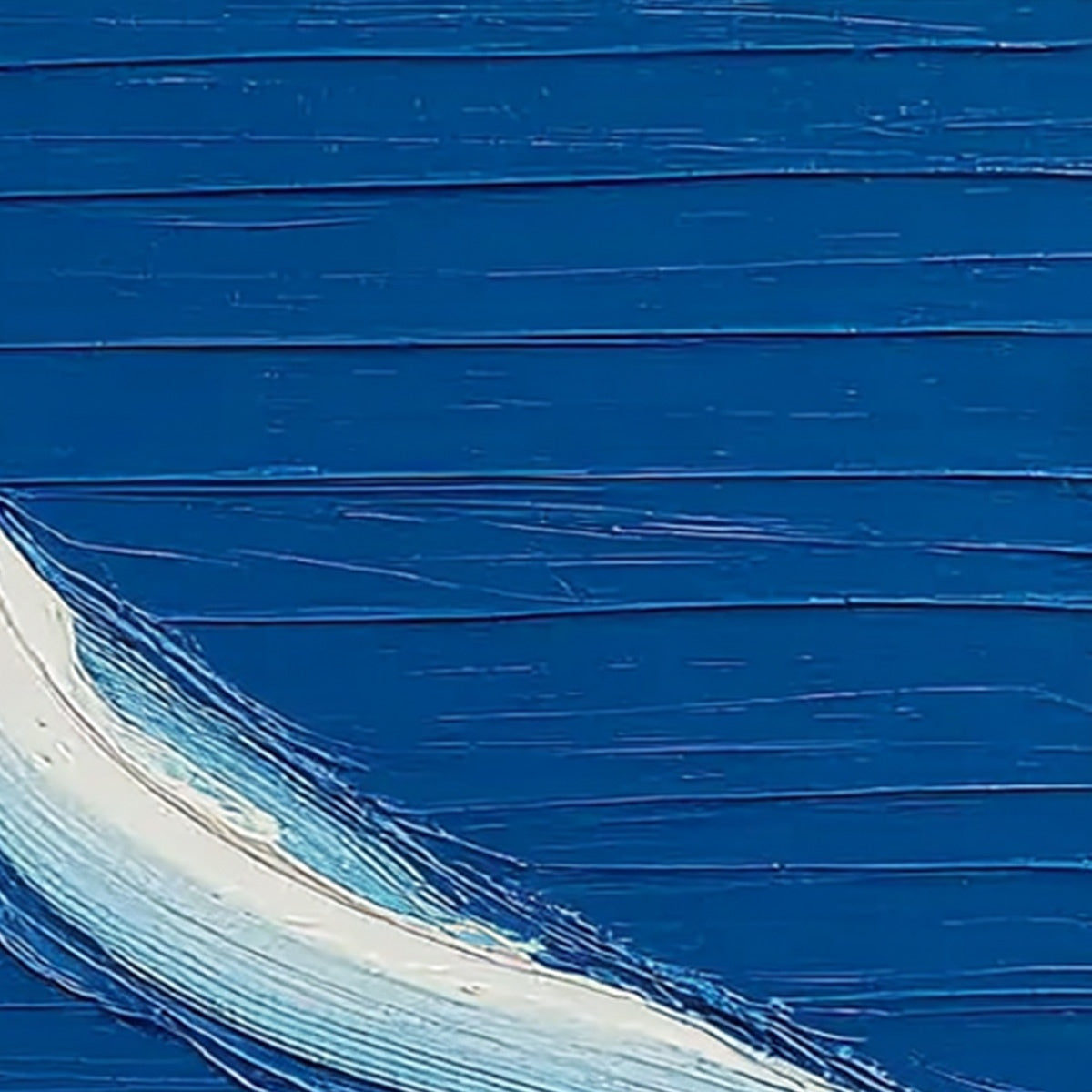 Voyage hand-painted ocean blue and ivory textured sailboat seascape painting shown with white frame
