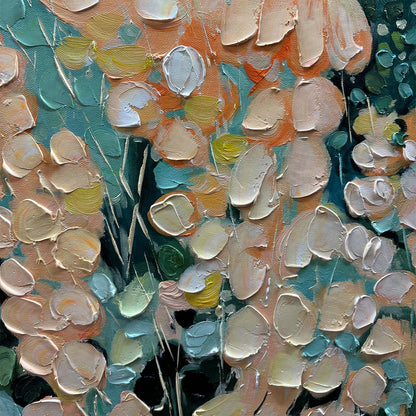 Green and Pink Abstract Floral Textured Painting – Secret Garden