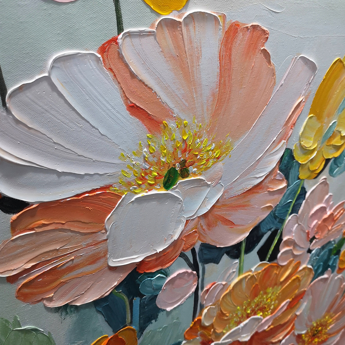 Orange and Pink Bouquet Impasto Painting – Spring Bouquet