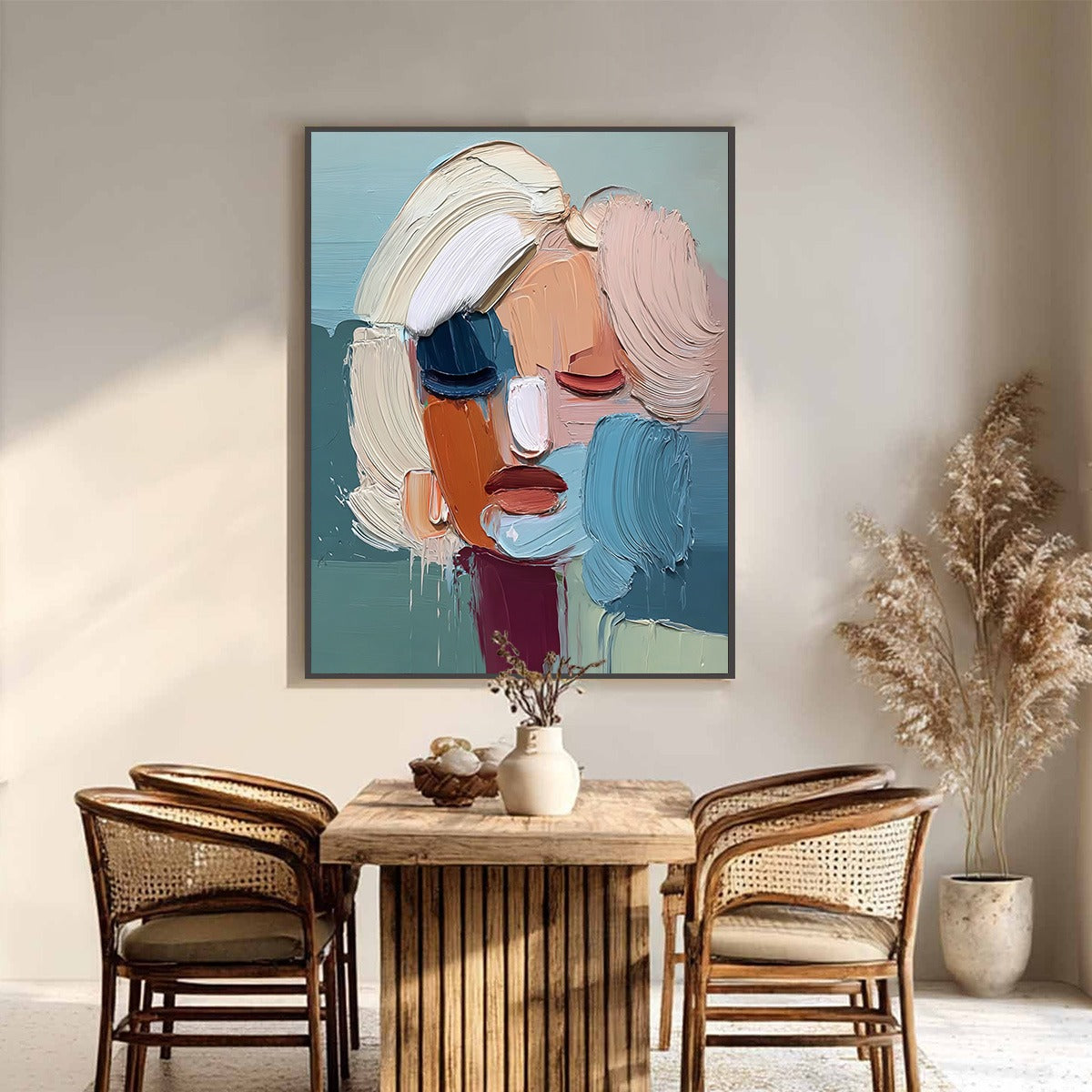 Abstract Figurative Impasto Oil Painting – Visage Abstract Portrait