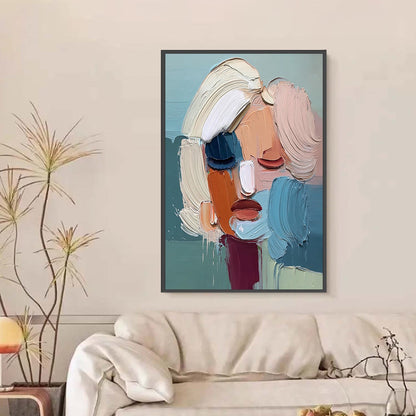 Visage Abstract Portrait – Figurative Impasto Oil Painting, view 2