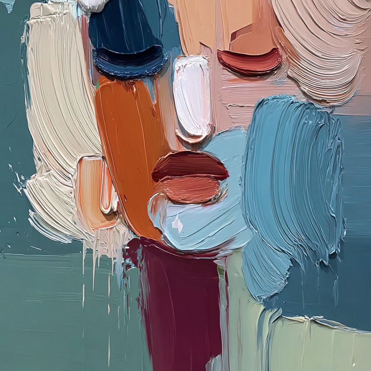 Visage Abstract Portrait – Figurative Impasto Oil Painting, view 5