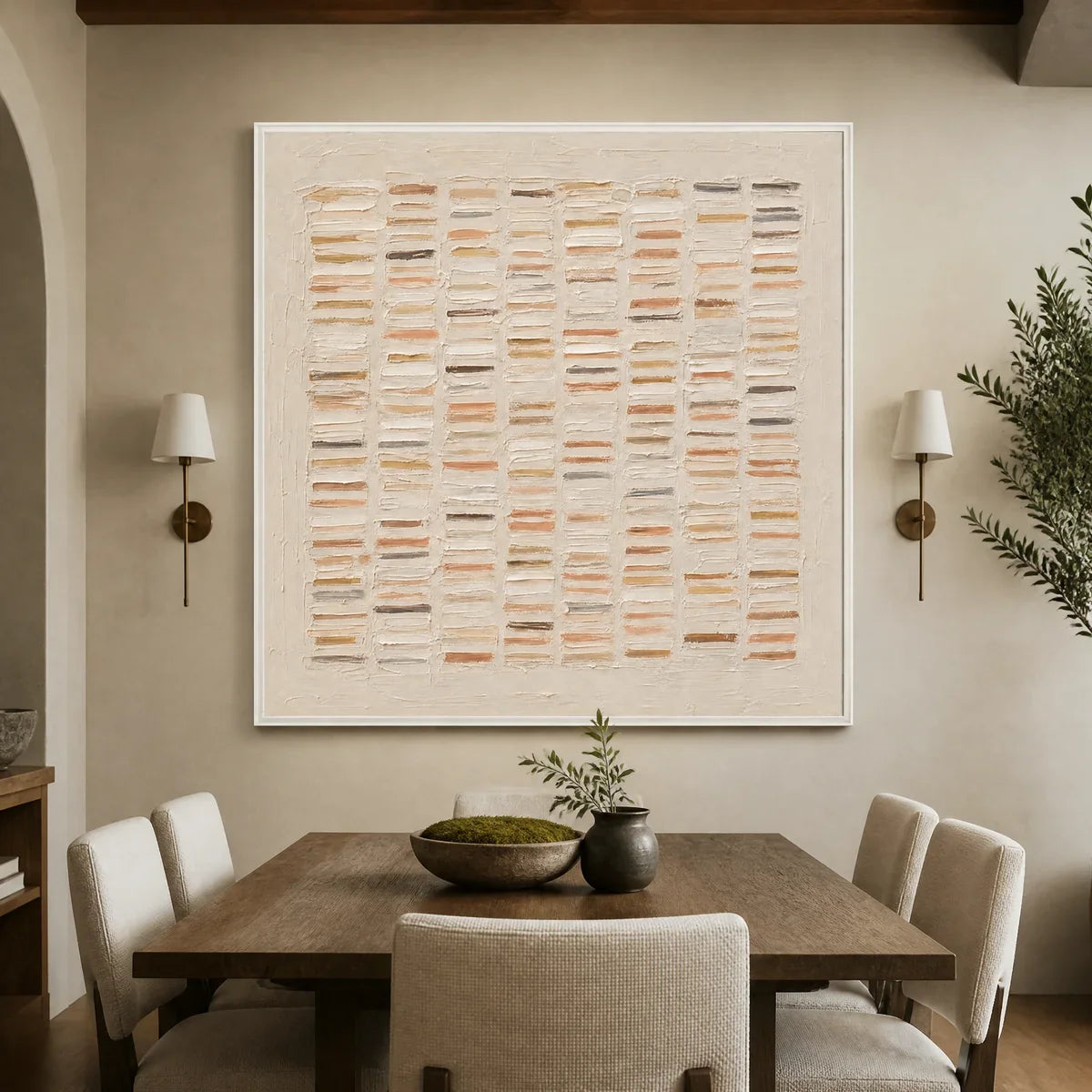 Warm Stone Geometry – Wabi-Sabi Geometric Oil Painting, view 5