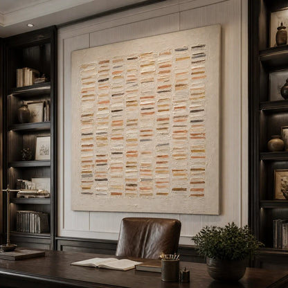 Beige Wabi-Sabi Geometric Oil Painting – Warm Stone Geometry
