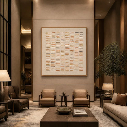 Beige Wabi-Sabi Geometric Oil Painting – Warm Stone Geometry