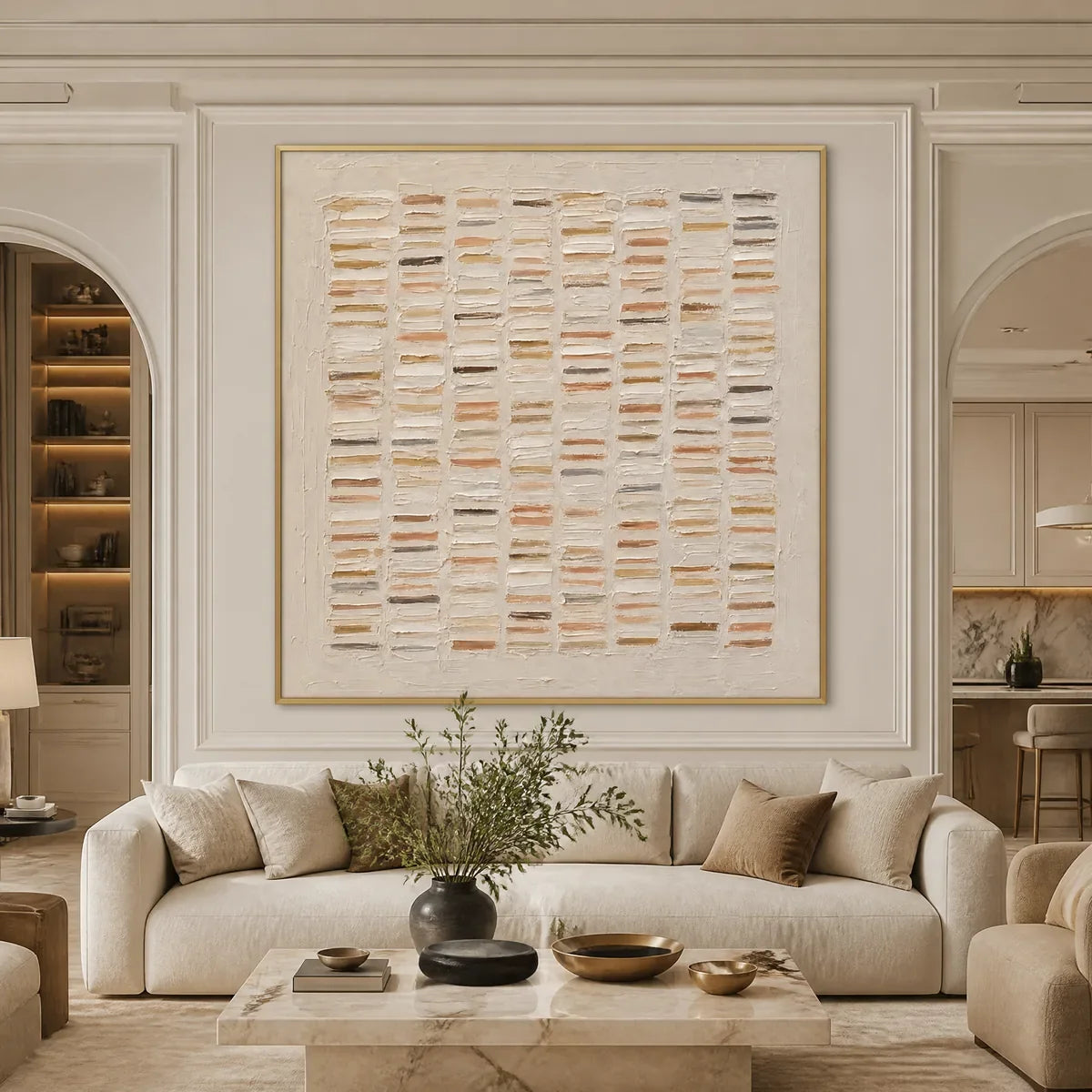 Warm Stone Geometry – Wabi-Sabi Geometric Oil Painting, view 2