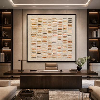 Warm Stone Geometry – Wabi-Sabi Geometric Oil Painting, view 4