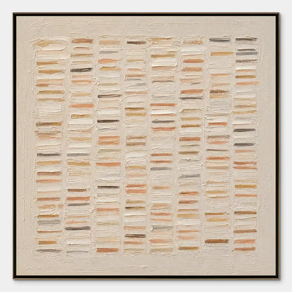 Warm Stone Geometry – Wabi-Sabi Geometric Oil Painting, view 1