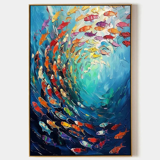 Whirlpool Of Fish – Animal Oil Painting, view 1