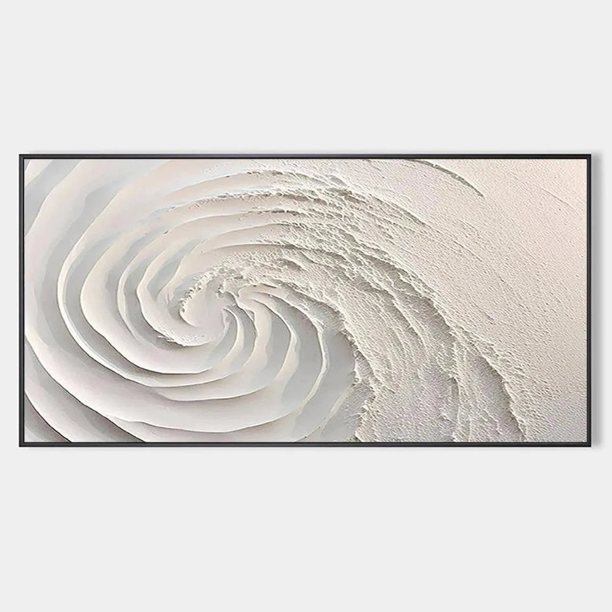 Whirlwind hand-painted white and soft beige textured coastal abstract painting rolled canvas option