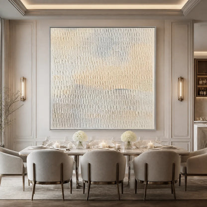White Wabi-Sabi Abstract Textured Oil Painting – Whispered Plaster