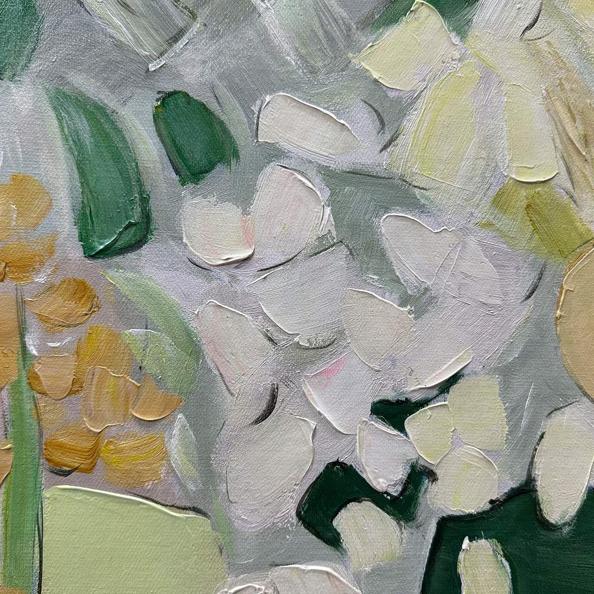 Green and Gold Abstract Meadow Textured Painting – Whispering Meadow