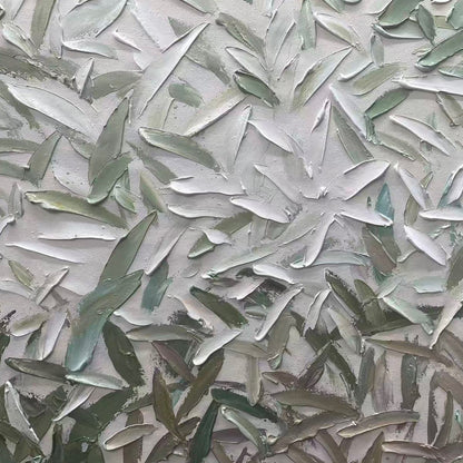 Grey and White Wabi-Sabi Landscape Textured Oil Painting – Whispering Winds