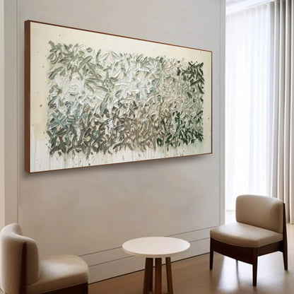Grey and White Wabi-Sabi Landscape Textured Oil Painting – Whispering Winds