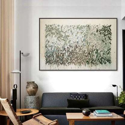 Grey and White Wabi-Sabi Landscape Textured Oil Painting – Whispering Winds