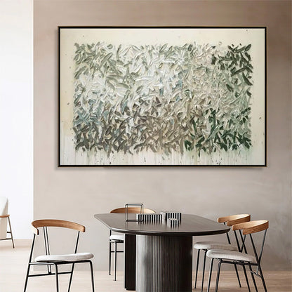 Grey and White Wabi-Sabi Landscape Textured Oil Painting – Whispering Winds