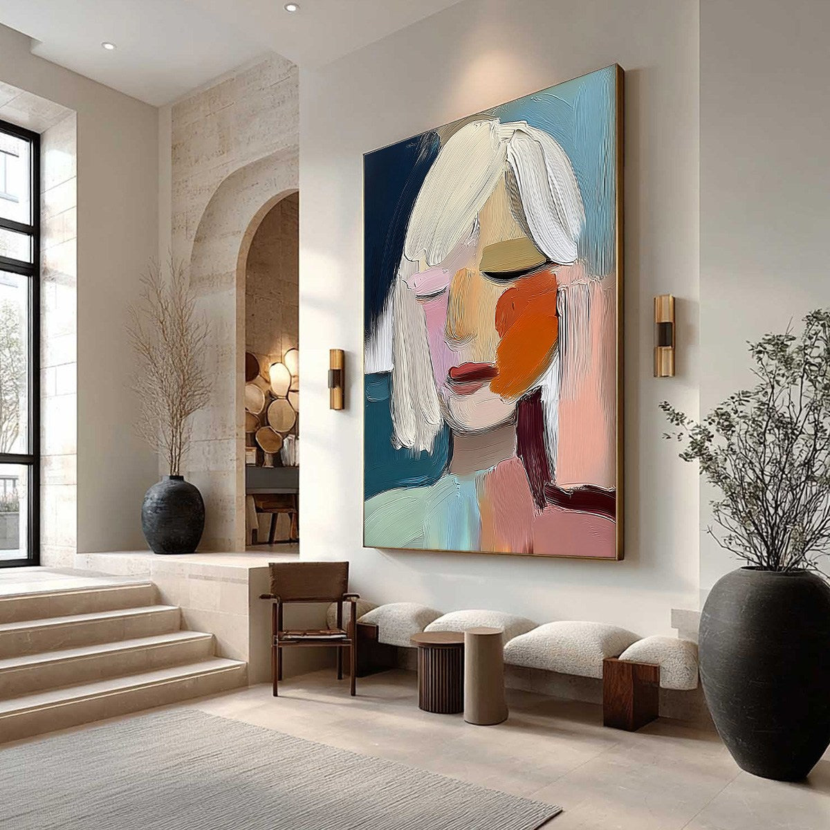 Abstract Figurative Impasto Oil Painting – Whispers