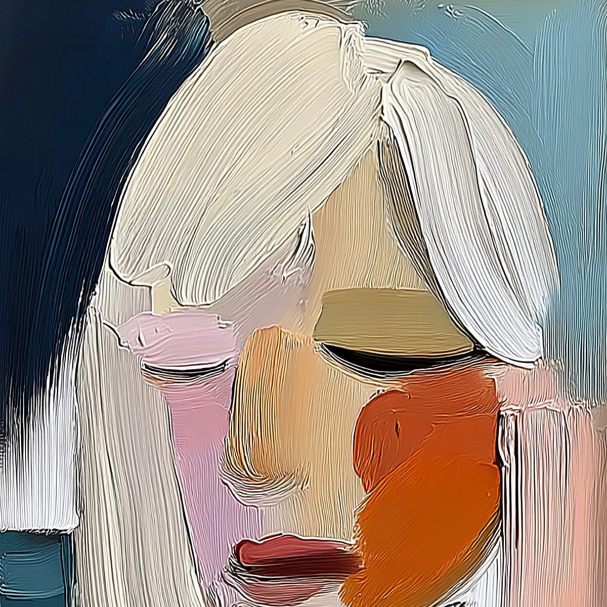 Whispers – Figurative Impasto Oil Painting, view 3