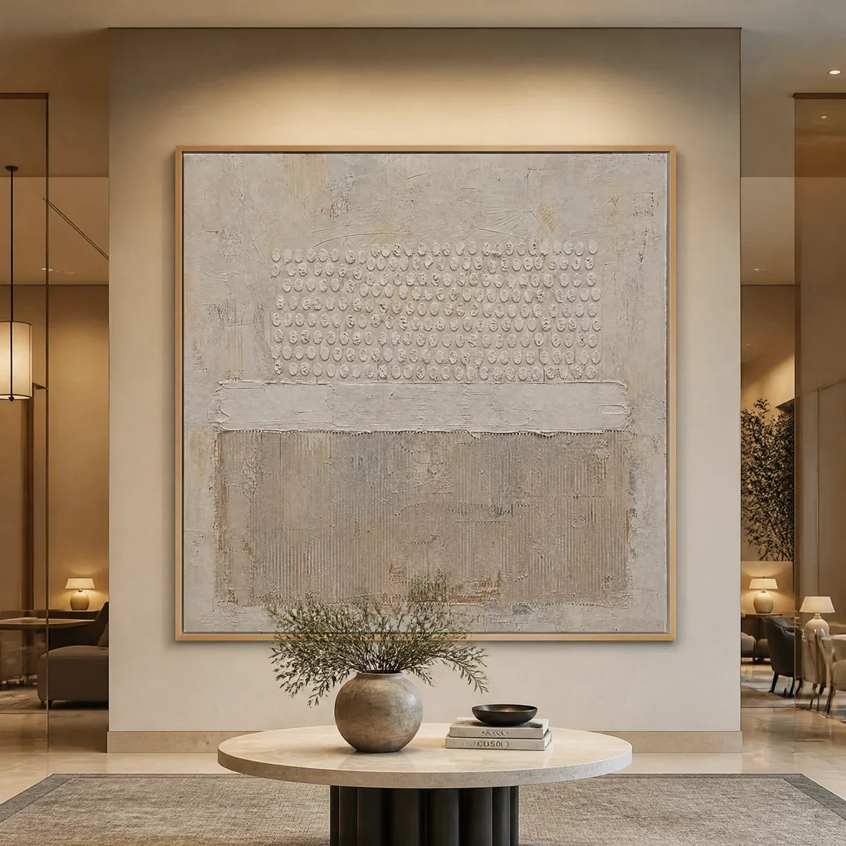 White and Beige Wabi-Sabi Abstract Oil Painting – White Silence