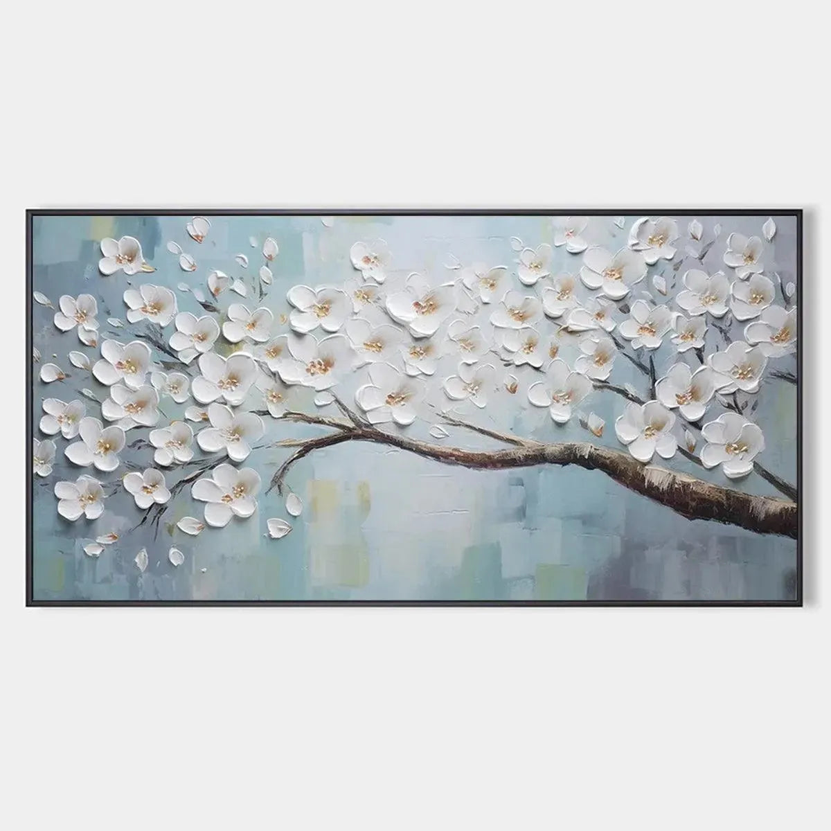 White Blossoms – Floral Textured Painting, view 1