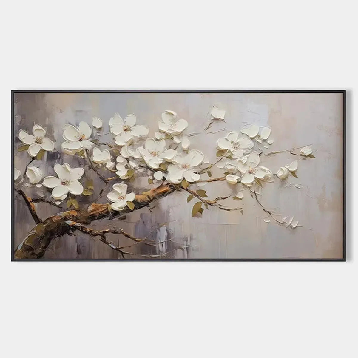 White Blossoms – Impressionist Floral Textured Painting, view 1