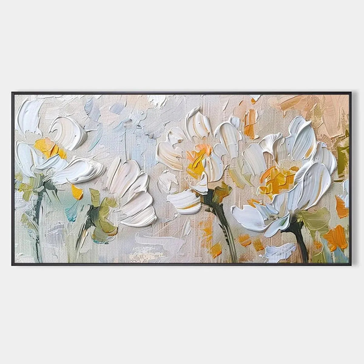 White Blossoms – Floral Impasto Painting, view 1