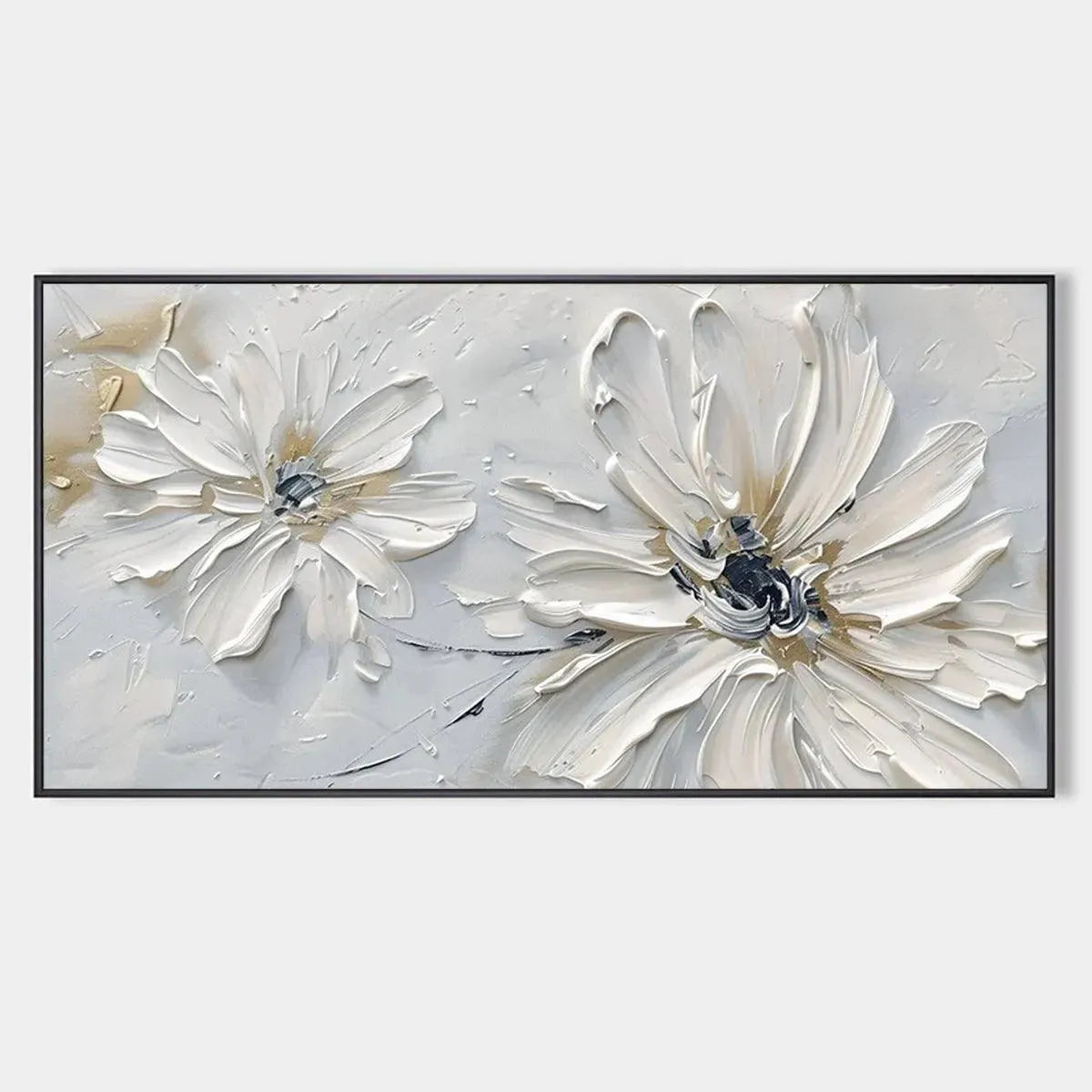 White Blossom Serenity – Floral Textured Painting, view 1