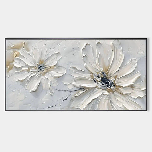 White Blossom Serenity – Floral Textured Painting, view 1