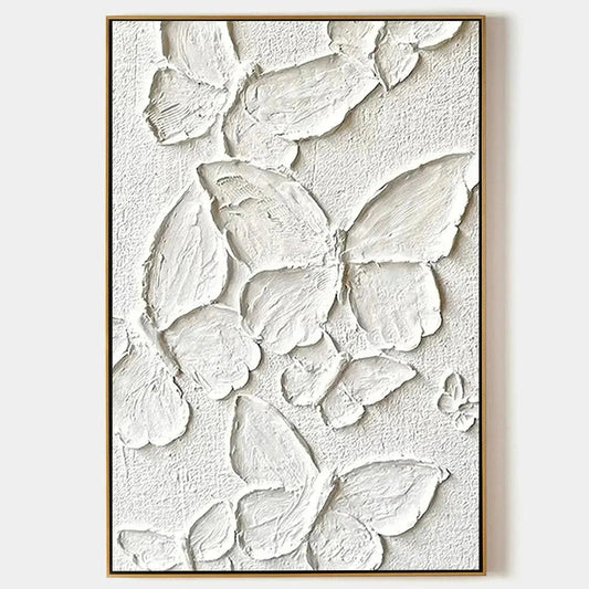 White Butterflies – Butterfly Impasto Oil Painting, view 1