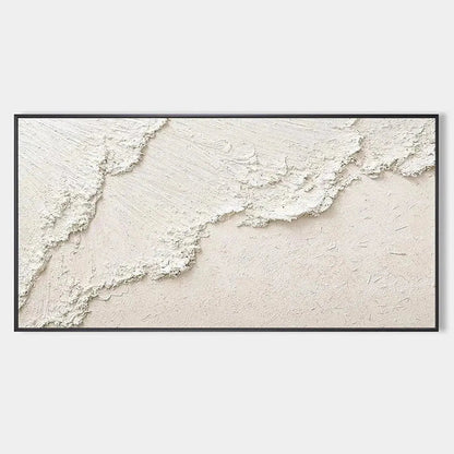 White Crest hand-painted white and soft beige textured ocean wave painting rolled canvas option