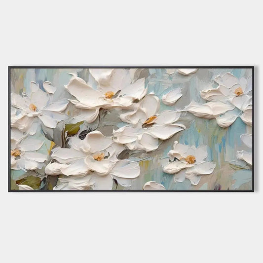 White Magnolia Blossoms – Impressionist Magnolia Impasto Painting, view 1