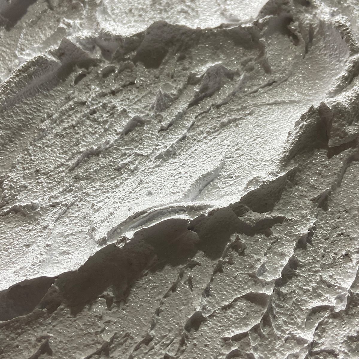 White Mountain hand-painted white and soft beige textured mountain landscape painting rolled canvas option