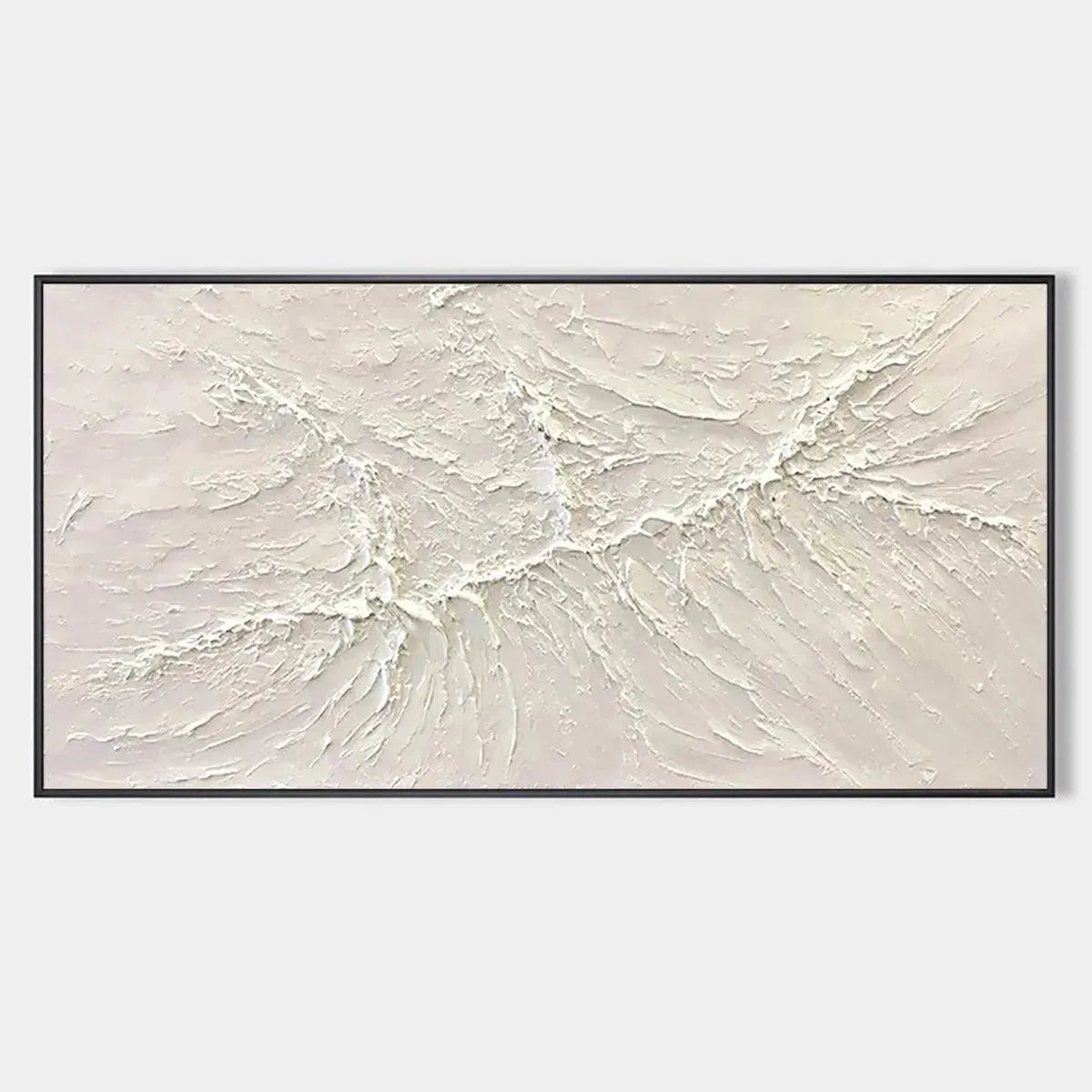 White Sands hand-painted white and soft beige textured coastal abstract painting rolled canvas option