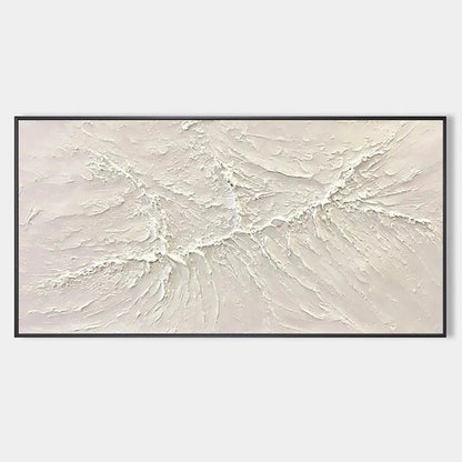White Sands hand-painted white and soft beige textured coastal abstract painting rolled canvas option