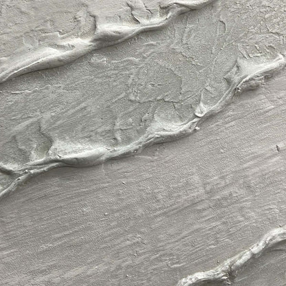 White Textured Lines Diptych – Wabi-Sabi Abstract Oil Painting, view 3