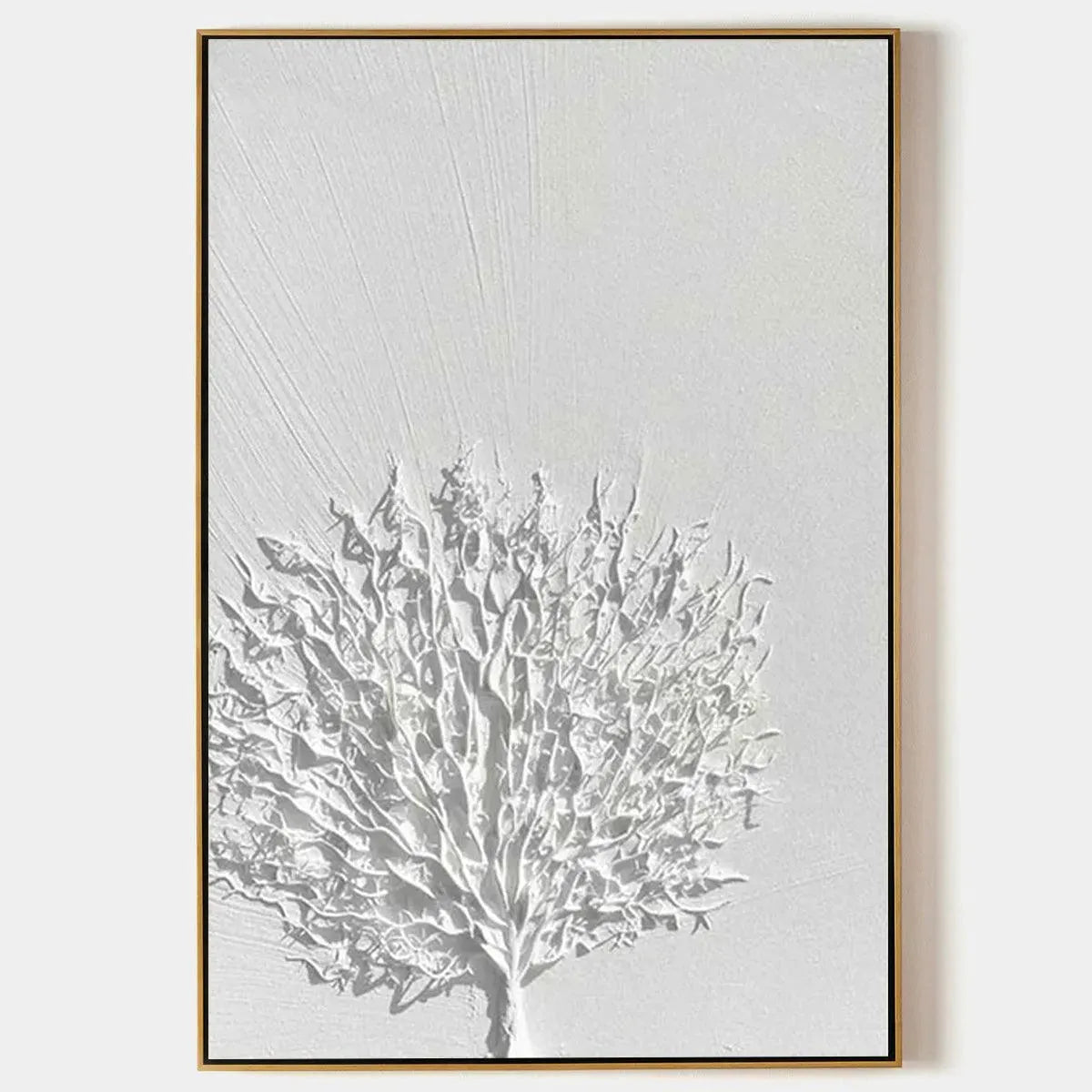 White Textured Tree – Wabi-Sabi Tree Oil Painting, view 1