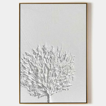 White Textured Tree – Wabi-Sabi Tree Oil Painting, view 1