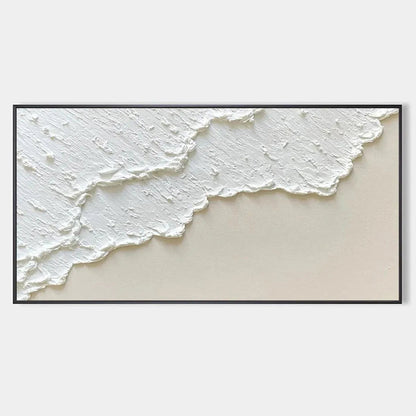 White Wave hand-painted white and beige textured ocean wave painting rolled canvas option