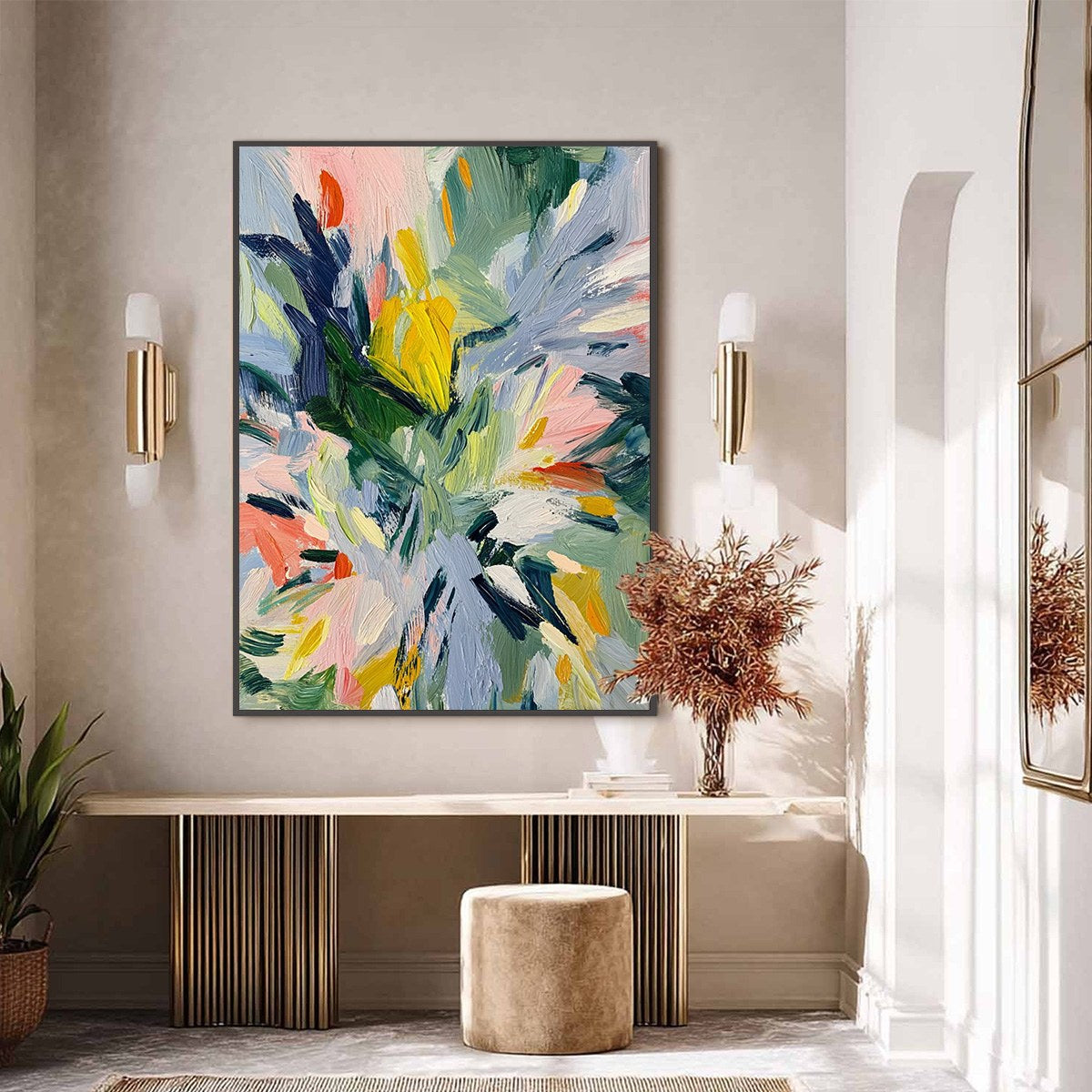 Colorful Abstract Wildflower Impasto Oil Painting – Wildflower Symphony